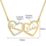 925 Silver Necklace Double Heart Pendant Love Jewelry Zircon