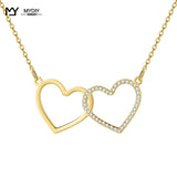 925 Silver Double Heart Necklace for Women