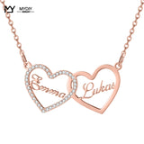 925 Silver Necklace Double Heart Pendant Love Jewelry Zircon