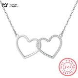 925 Silver Double Heart Necklace for Women