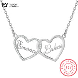 925 Silver Necklace Double Heart Pendant Love Jewelry Zircon