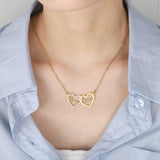 925 Silver Necklace Double Heart Pendant Love Jewelry Zircon