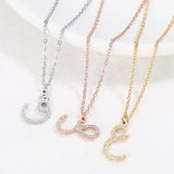 Arabic Letter 925 Sterling Silver Initial Necklace Point Drill Pendant
