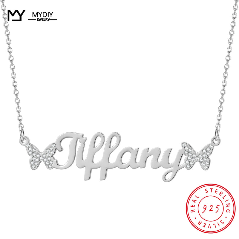 S925 Sterling Silver Butterfly Pendant Necklace with Zircon for Summer