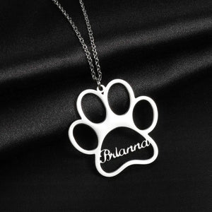 Personalized Dog Paw Necklace With Initial Charm