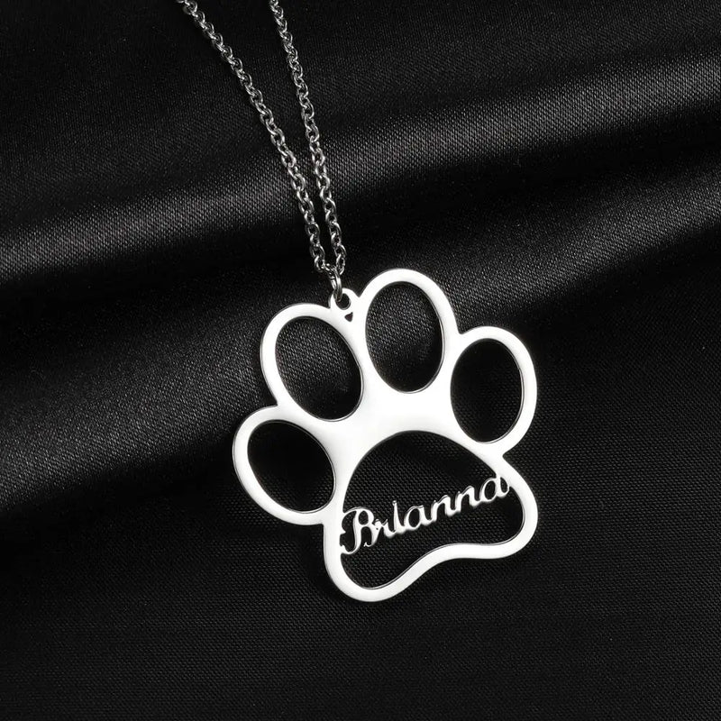 Personalized Dog Paw Necklace With Initial Charm