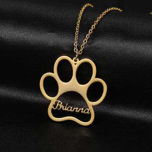 Personalized Dog Paw Necklace With Initial Charm