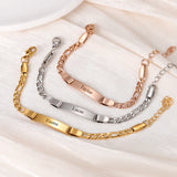 Stainless Steel Bar Bracelet Slider Box Chain Mother Gift