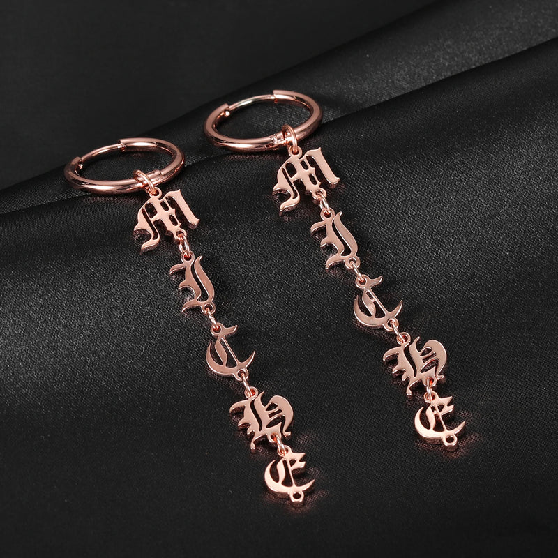 Custom Name Earrings Stainless Steel Personalized Gothic Font Christmas Gift