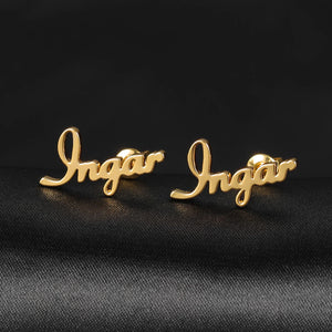 Stainless Steel Name Stud Earring for Women