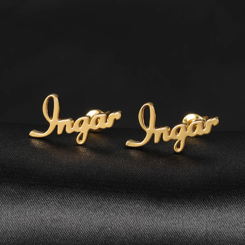 Stainless Steel Name Stud Earring for Women