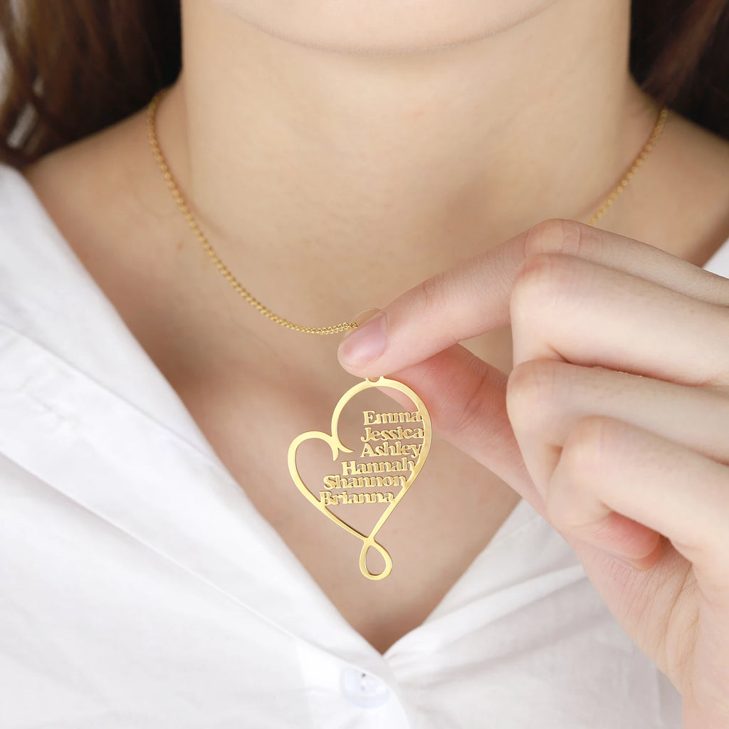 Heart Choker Name Necklace Stainless Steel Pendant