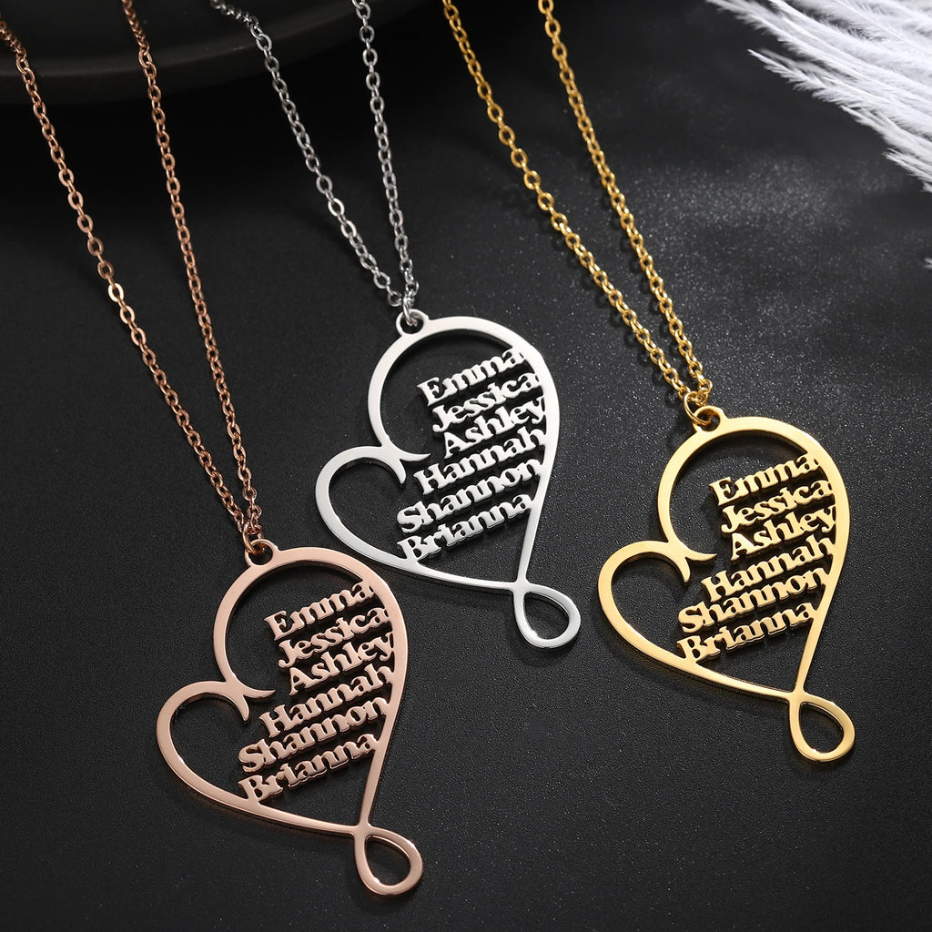 Heart Choker Name Necklace Stainless Steel Pendant