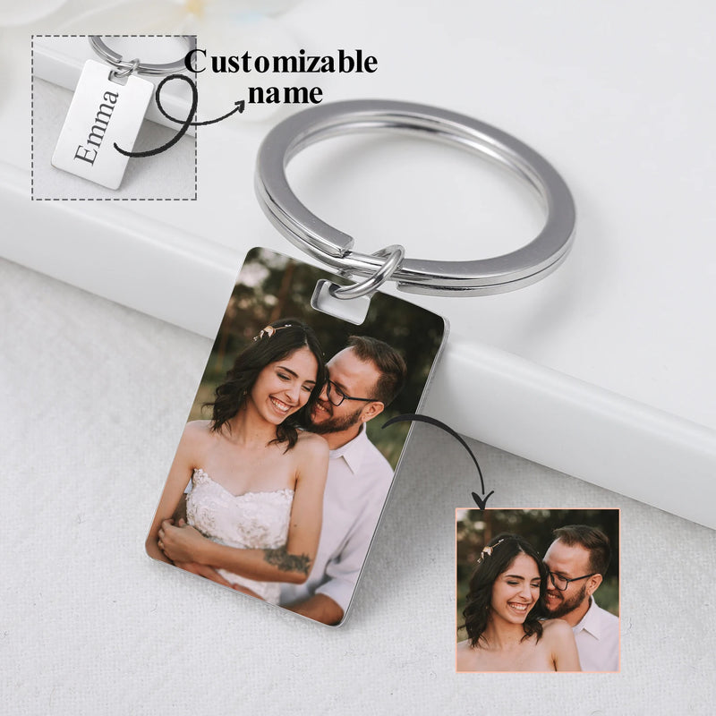 Personalized Name Photo Double-Sided Keychain Gift