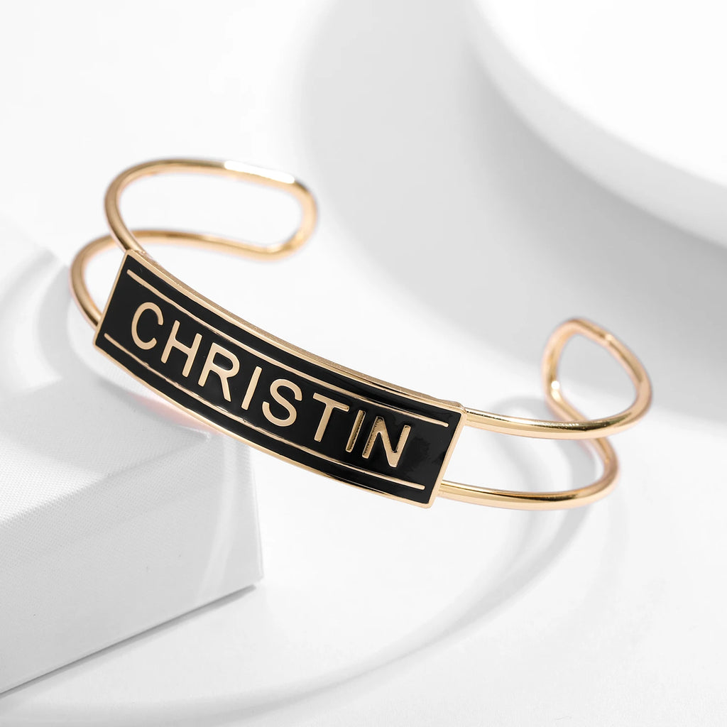 Enamel Charm Bracelet Custom Name Stainless Steel Bracelet For Women
