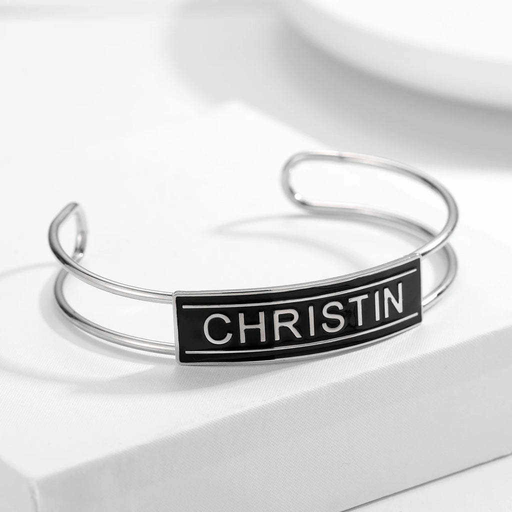 Enamel Charm Bracelet Custom Name Stainless Steel Bracelet For Women