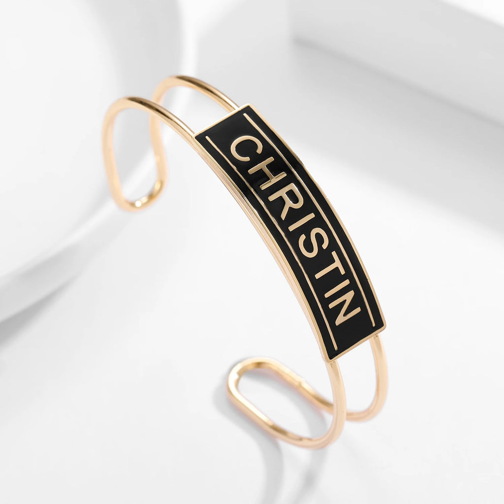 Enamel Charm Bracelet Custom Name Stainless Steel Bracelet For Women