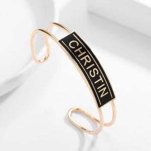 Enamel Charm Bracelet Custom Name Stainless Steel Bracelet For Women