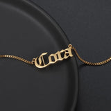 Stainless Steel Box Chain Name Necklace Birth Year Charm Wedding