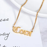 Stainless Steel Box Chain Name Necklace Birth Year Charm Wedding