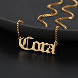 Stainless Steel Box Chain Name Necklace Birth Year Charm Wedding