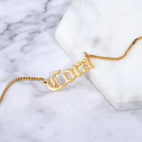 Stainless Steel Box Chain Name Necklace Birth Year Charm Wedding
