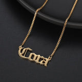 Stainless Steel Box Chain Name Necklace Birth Year Charm Wedding