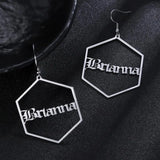 Custom Gothic Old English Name Earring Personalized Letters Hoop