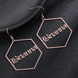 Custom Gothic Old English Name Earring Personalized Letters Hoop