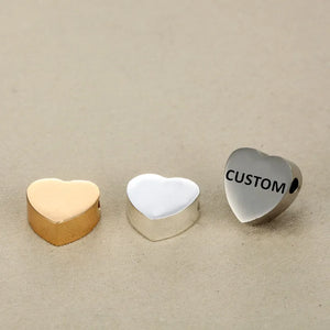 10 pcs Heart Beads 15x15mm Logo Words Charms Stainless Steel Beads