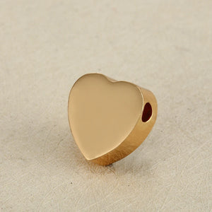 10 pcs Heart Beads 15x15mm Logo Words Charms Stainless Steel Beads