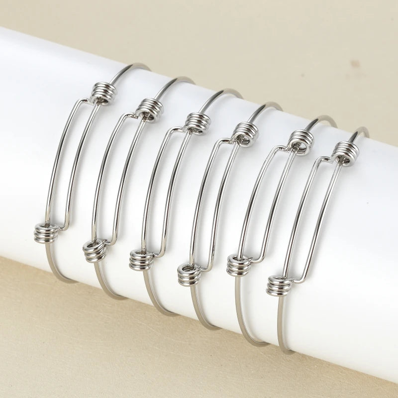 10 pcs Stainless Steel adjustable bangles bracelet findings
