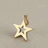 10pcs Stainless Steel Hollow Star Pendants Charms - Gold - 16x16mm