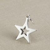 10pcs Stainless Steel Hollow Star Pendants Charms - Gold - 16x16mm