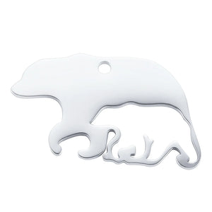 Mama Bear Pendant Stainless Steel Bracelet Charms Handcraft Findings