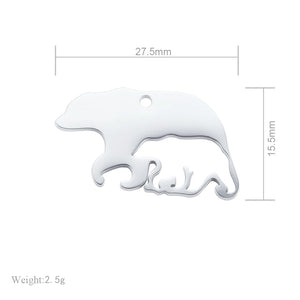 Mama Bear Pendant Stainless Steel Bracelet Charms Handcraft Findings