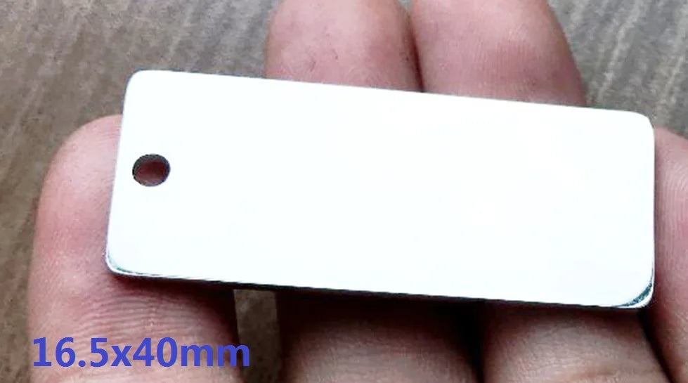 30pcs Stainless Steel Rectangle Tags Keychain Tags Bracelet Charms Blank