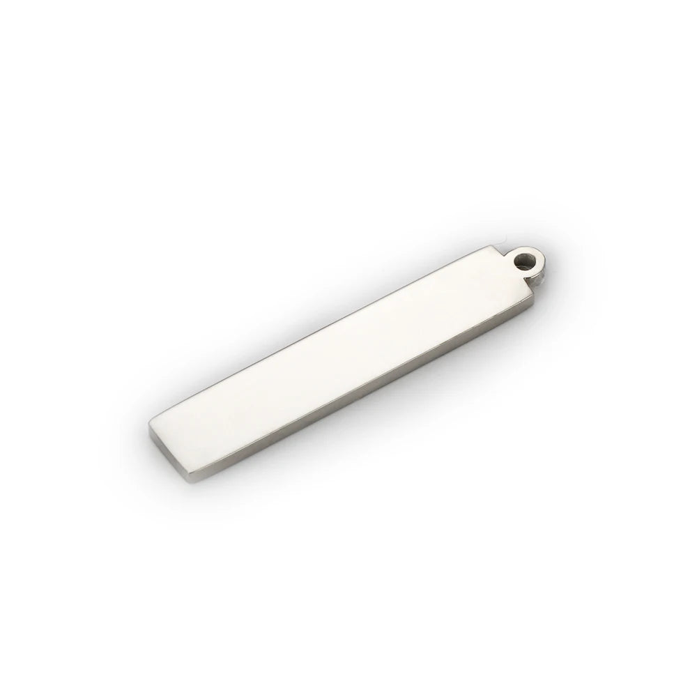 Stainless Steel Rectangle Tags Laser Engraved Logo Text Bracelet Tag Pendant