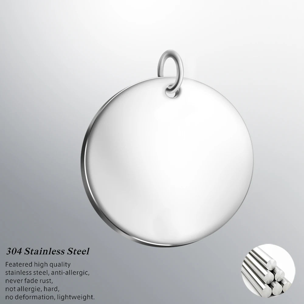 Mirror Polished Blank Charm, Round Tag Stainless Steel Bracelet Keychain Tag