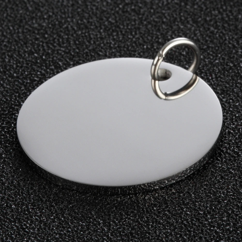 Mirror Polished Blank Charm, Round Tag Stainless Steel Bracelet Keychain Tag