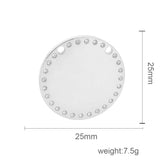 5pcs/lot Round Stainless Steel Pendant Stone Charms - Jewelry Making Accessories
