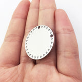 5pcs/lot Round Stainless Steel Pendant Stone Charms - Jewelry Making Accessories