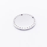 5pcs/lot Round Stainless Steel Pendant Stone Charms - Jewelry Making Accessories