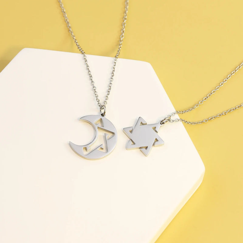 Couple Bracelet Moon Star Charm Stailess steel Adjustable