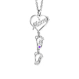 Feet Necklace Birthstone Mom Necklace Mothers Gift