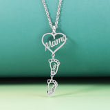 Feet Necklace Birthstone Mom Necklace Mothers Gift
