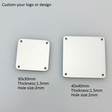 10pcs Stainless Steel Square Tag Laser Engraved Logo Plate 4 Holes 30x30mm