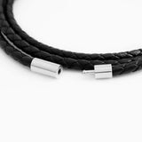 Personalized Men Leather Braided Bracelet with Custom Family Names