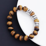 Personalized Tiger Eye Stone Beads Bracelet Name Bracelet Elastic Men Bracelets