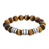 Personalized Tiger Eye Stone Beads Bracelet Name Bracelet Elastic Men Bracelets